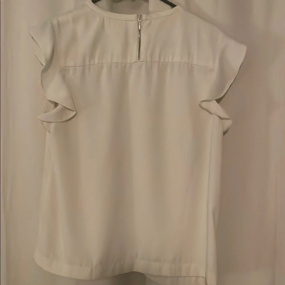 J. Crew Off White Ruffled Cap Sleeve Blouse